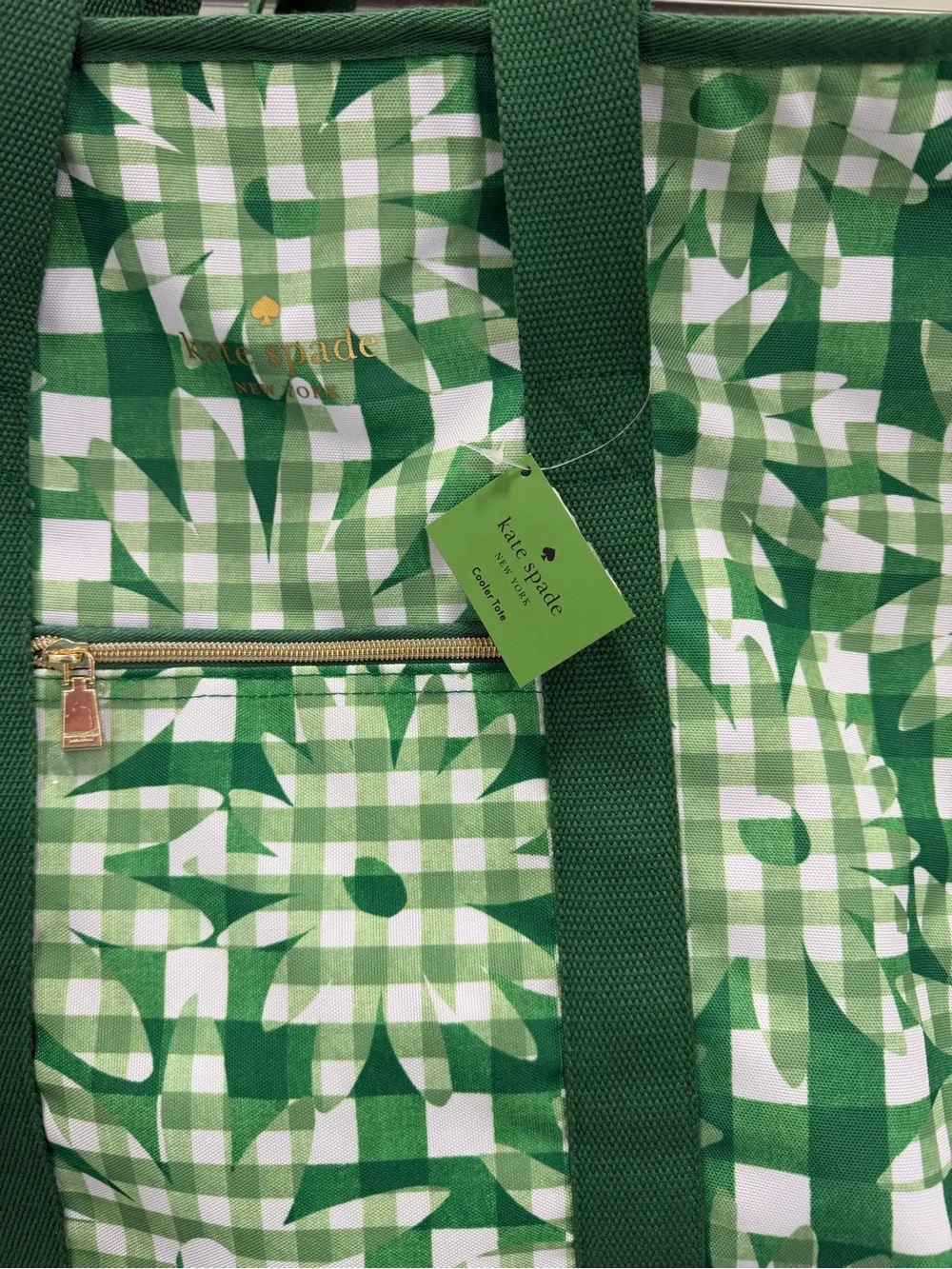 Kate Spade Green 2 Zippered Cooler Tote with Dark Green Straps ~ NWT